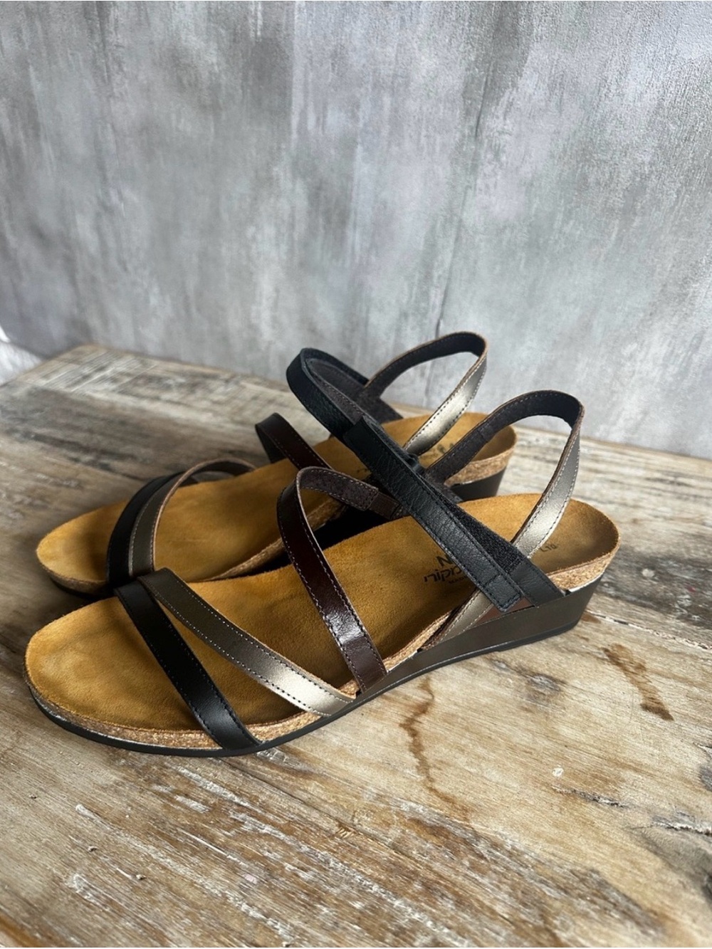 Naot Women's Hero Sandal-Black, Brown, Pewter Leather